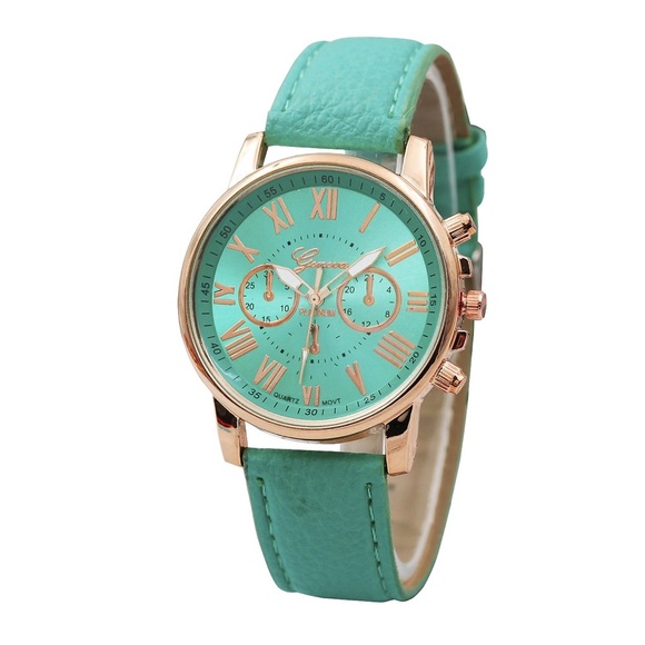 **AELLA* Mint Green x Gold Classic Solid Color Fashion Quartz Watch - Picture 1 of 1